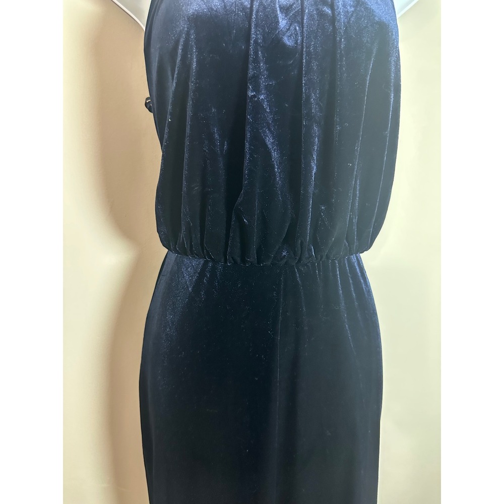 Eliza J Navy Blue Velvet Halter Neck Maxi Gown EJ1M9028 Womens 8 NWT - Picture 6 of 10